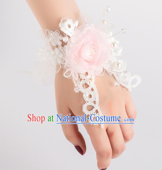 Top Grade Bride Waist Accessories Silk Rose Wrist Flowers Bracelet for Women