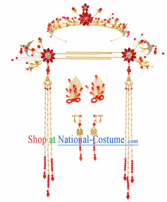 Chinese Ancient Hanfu Wedding Hair Accessories Traditional Tassel Step Shake Hairpins for Women