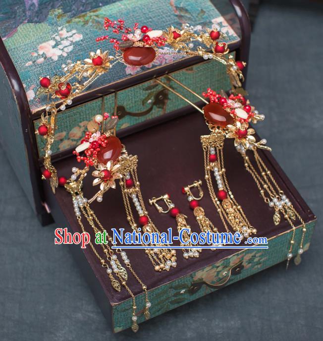 Chinese Ancient Hanfu Wedding Phoenix Coronet Hair Accessories Traditional Hairpins for Women