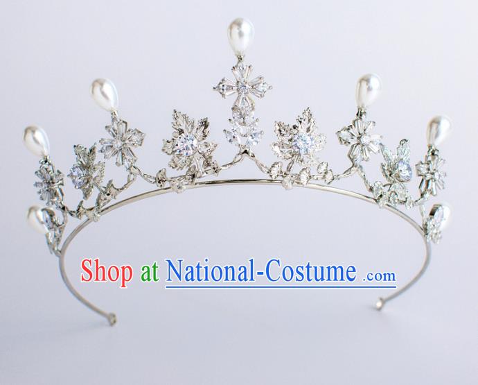 Top Grade Bride Hair Accessories Princess Pearls Crystal Hair Clasp Royal Crown Headwear for Women