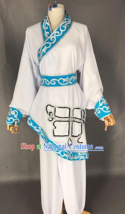 Chinese Ancient Swordswoman White Costume Traditional Beijing Opera Martial Arts Female Clothing for Adults