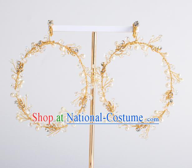 Top Grade Bride Wedding Accessories Golden Earrings for Women