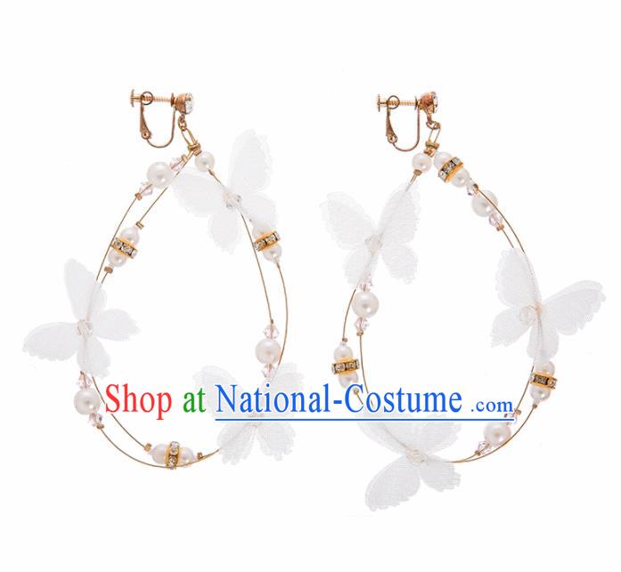 Top Grade Bride Wedding Accessories White Silk Earrings for Women