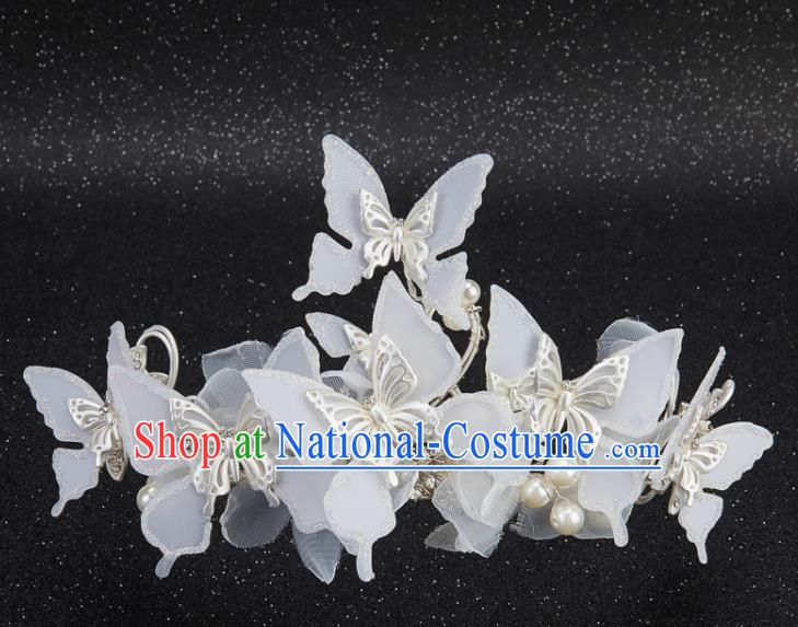 Top Grade Wedding Hair Accessories Bride Silk Butterfly Royal Crown Headwear for Women