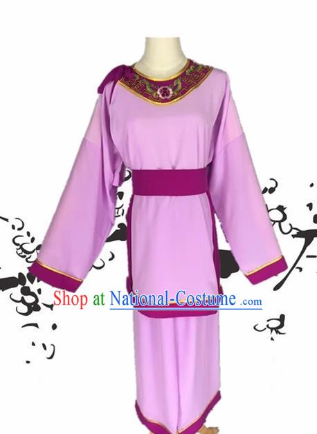 Chinese Beijing Opera Livehand Purple Clothing Traditional Peking Opera Servant Costume for Adults