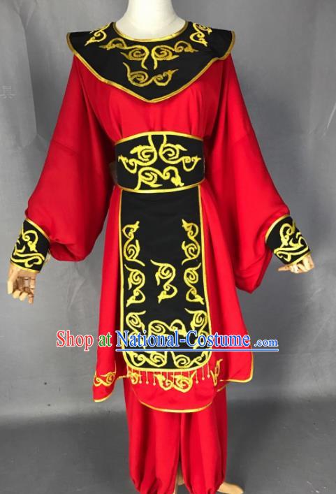 Chinese Beijing Opera Takefu Red Clothing Traditional Peking Opera Young Men Costume for Adults