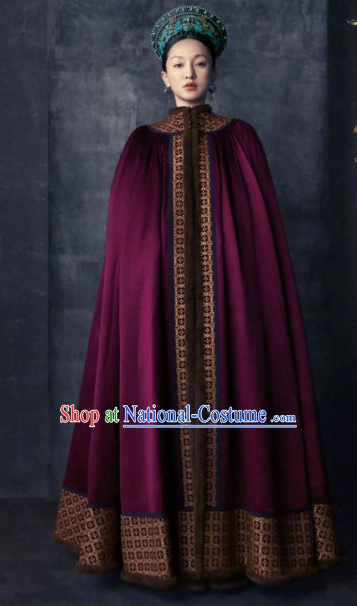 Chinese Ancient Queen Clothing Qing Dynasty Imperial Empress Costume and Headpiece for Women