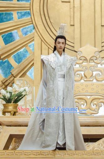 Chinese Ancient Emperor Clothing The Honey Sank Like Frost Ashes of Love King Costumes and Headpiece for Men