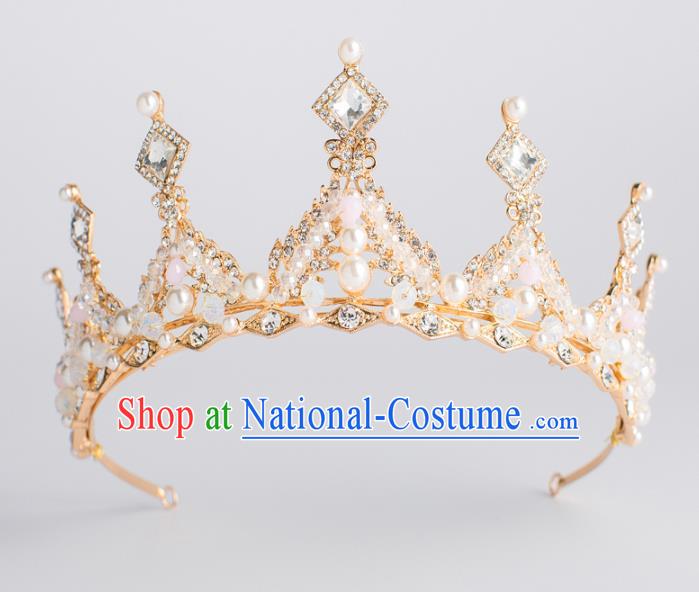 Top Grade Wedding Hair Accessories Bride Crystal Golden Royal Crown Headwear for Women