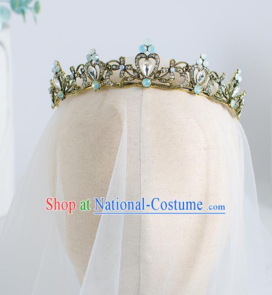 Top Grade Wedding Hair Accessories Bride Blue Crystal Royal Crown for Women