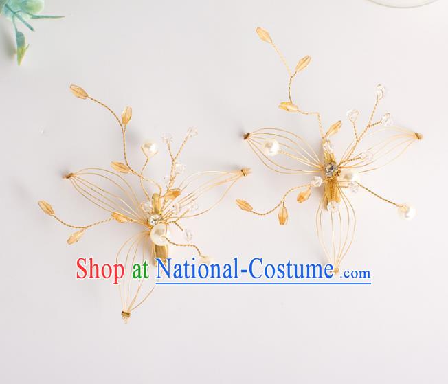 Top Grade Bride Wedding Hair Accessories Golden Hair Sticks for Women