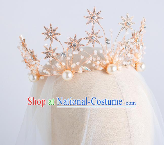 Top Grade Wedding Hair Accessories Bride Retro Crystal Star Royal Crown for Women