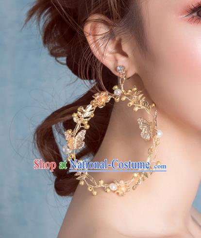 Top Grade Bride Wedding Accessories Crystal Golden Earrings for Women