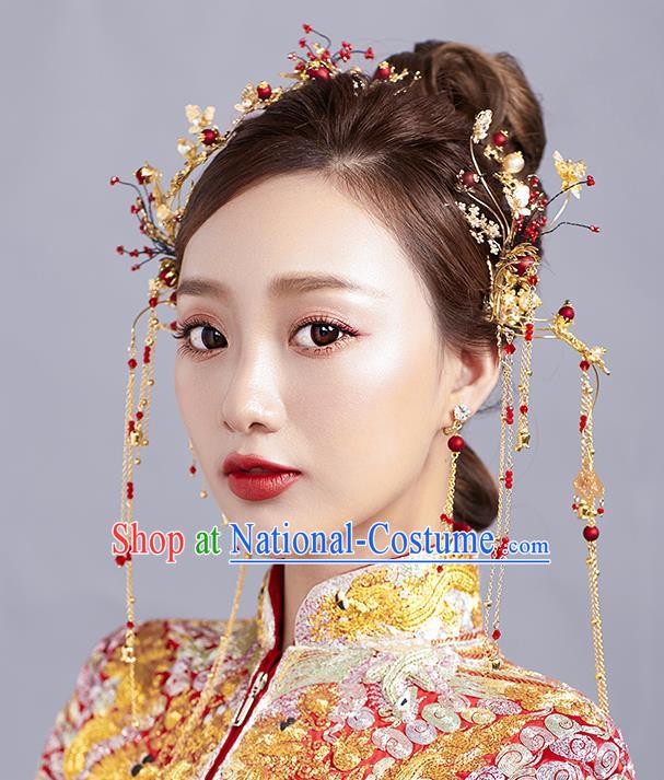 Chinese Ancient Wedding Tassel Step Shake Hair Accessories Traditional Hairpins for Women