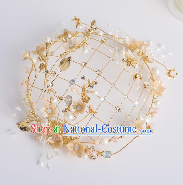 Top Grade Bride Wedding Hair Accessories Golden Headwear for Women