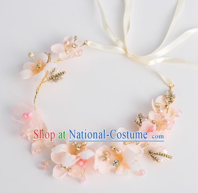 Top Grade Bride Wedding Hair Accessories Pink Flowers Hair Clasp for Women