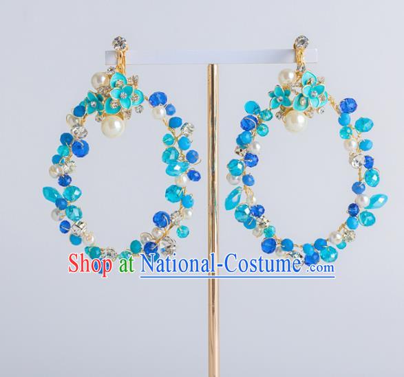 Top Grade Bride Wedding Ear Accessories Blue Earrings for Women