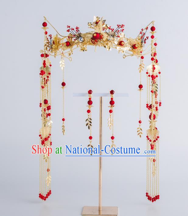 Chinese Ancient Wedding Bride Phoenix Coronet Hair Accessories Traditional Hairpins for Women