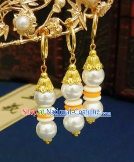 Chinese Ancient Three Strings Earrings Qing Dynasty Manchu Palace Lady Ear Accessories for Women