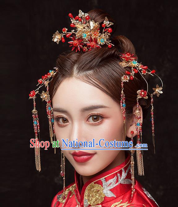 Chinese Traditional Wedding Bride Tassel Hair Clips Ancient Hair Accessories Hairpins for Women