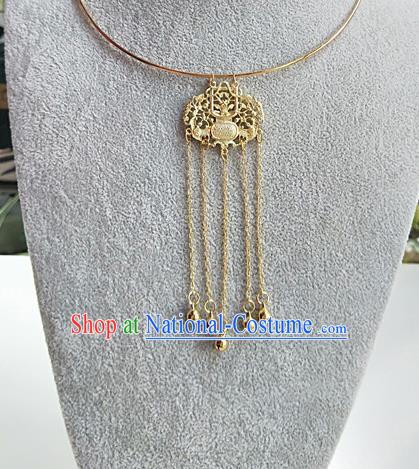 Top Grade Chinese Wedding Accessories Golden Hanfu Necklace for Women