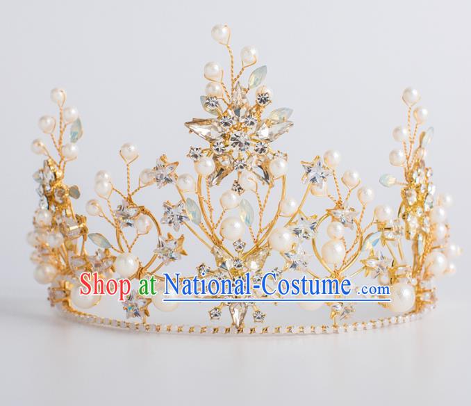 Top Grade Wedding Hair Accessories Bride Retro Pearls Royal Crown for Women