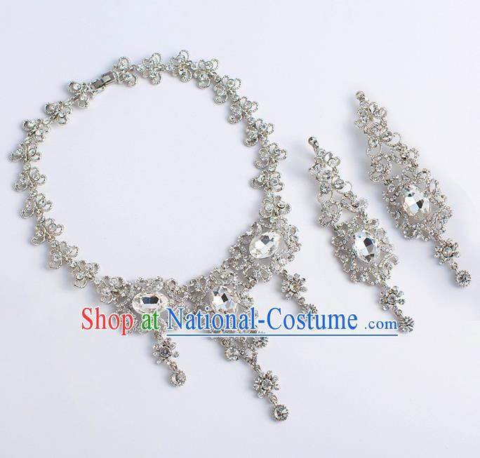 Top Grade Chinese Bride Wedding Accessories Zircon Necklace and Earrings for Women