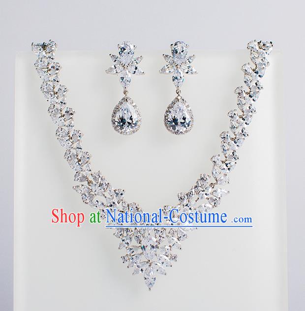 Top Grade Chinese Bride Wedding Accessories Crystal Necklace and Earrings for Women