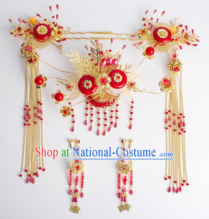 Chinese Traditional Wedding Bride Tassel Step Shake Ancient Hair Accessories Hairpins for Women