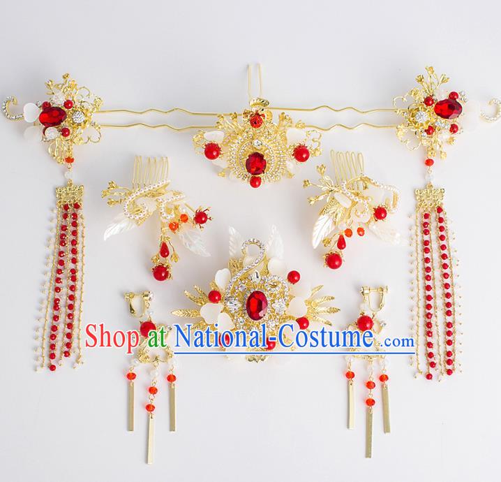 Chinese Traditional Wedding Bride Crystal Hair Clip Ancient Hair Accessories Hairpins for Women