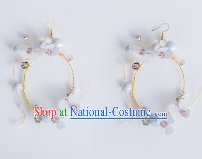 Top Grade Bride Wedding Accessories Purple Beads Flowers Earrings for Women