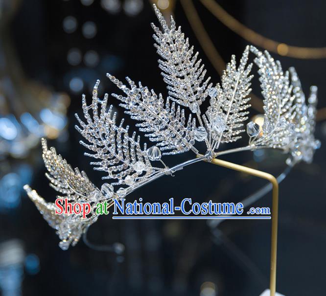 Top Grade Wedding Hair Accessories Baroque Princess Retro Crystal Leaf Royal Crown for Women