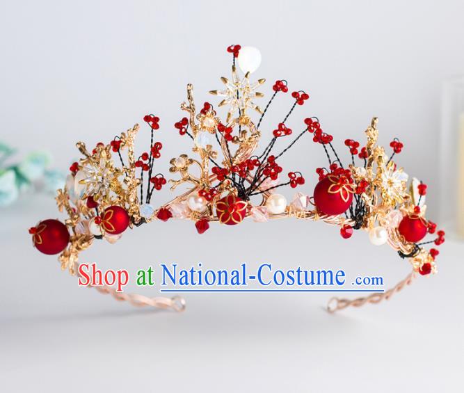 Top Grade Wedding Hair Accessories Baroque Princess Retro Red Beads Crystal Royal Crown for Women