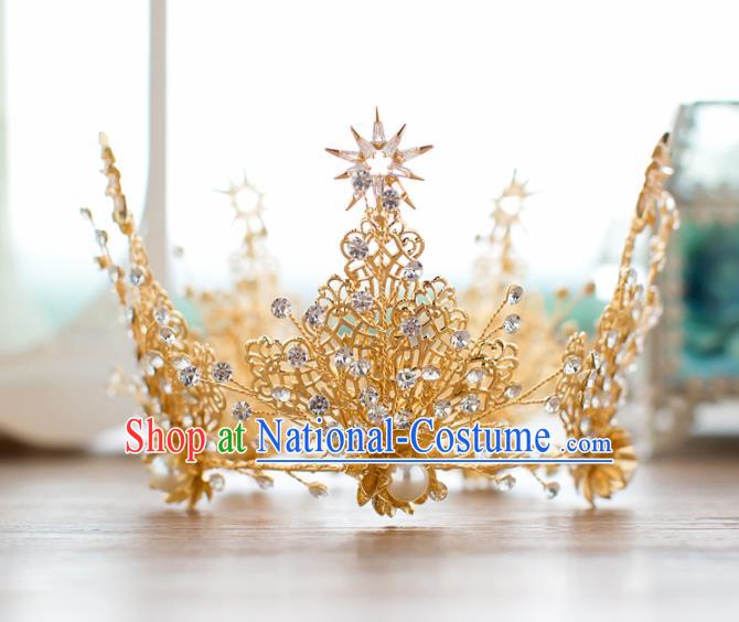 Top Grade Wedding Hair Accessories Baroque Princess Retro Round Crystal Royal Crown for Women