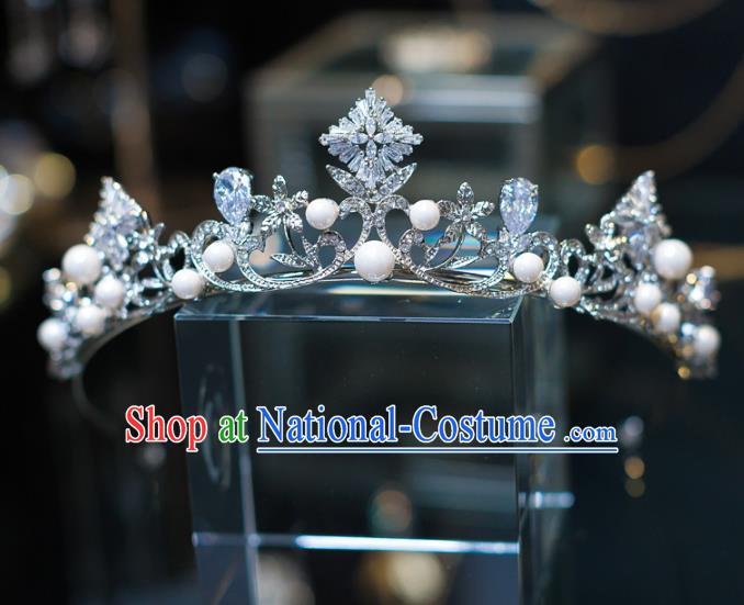 Top Grade Baroque Princess Crystal Pearls Royal Crown Wedding Bride Hair Accessories for Women