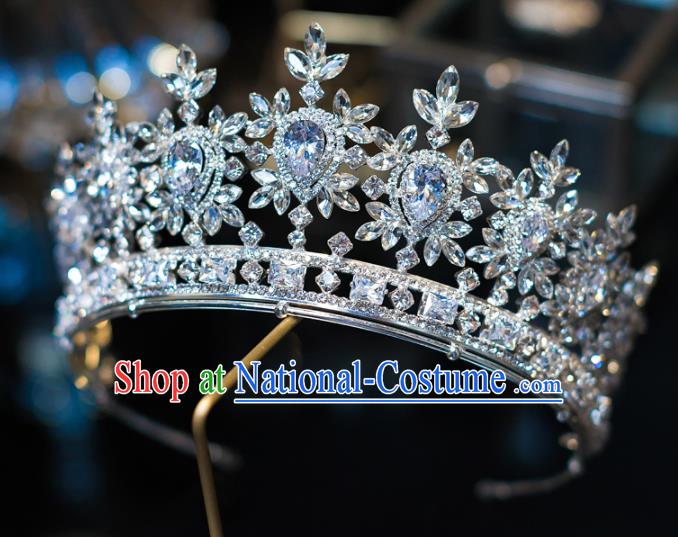 Top Grade Baroque Princess Headwear Zircon Royal Crown Wedding Bride Hair Accessories for Women