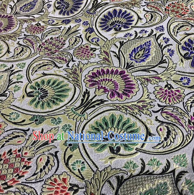 Asian Chinese Traditional Royal Pattern White Brocade Fabric Silk Fabric Chinese Fabric Material