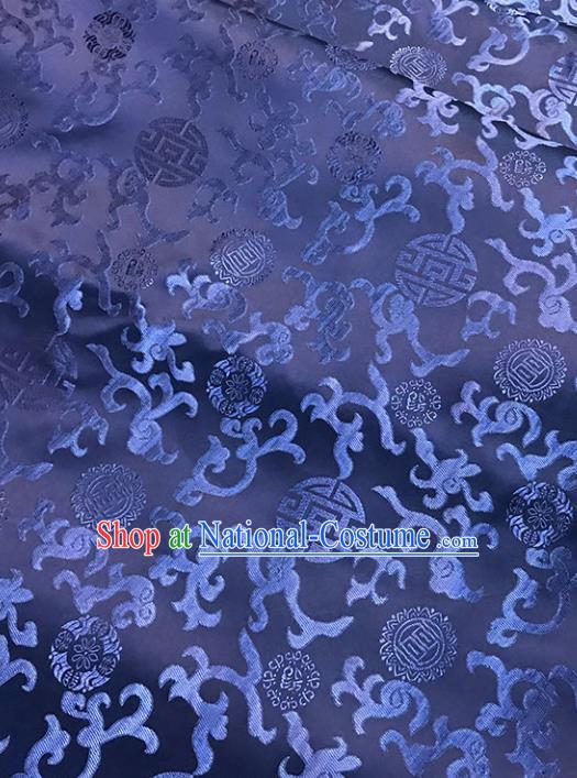 Asian Chinese Traditional Palace Pattern Blue Brocade Fabric Silk Fabric Chinese Fabric Material