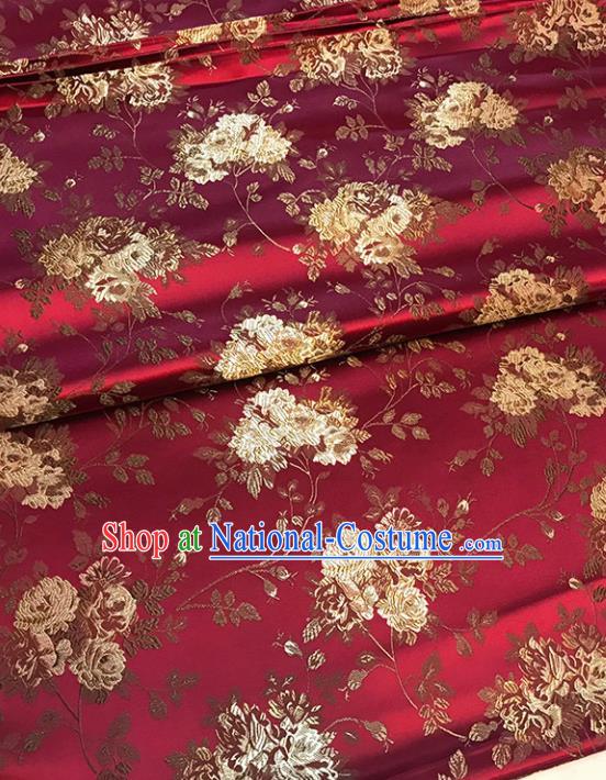 Asian Chinese Traditional Palace Pattern Wine Red Brocade Fabric Silk Fabric Chinese Fabric Material