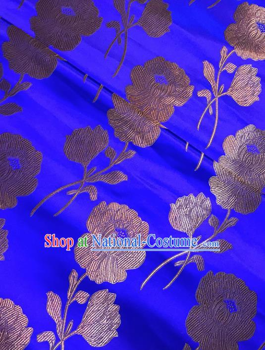 Asian Chinese Traditional Palace Peony Pattern Blue Brocade Fabric Silk Fabric Chinese Fabric Material