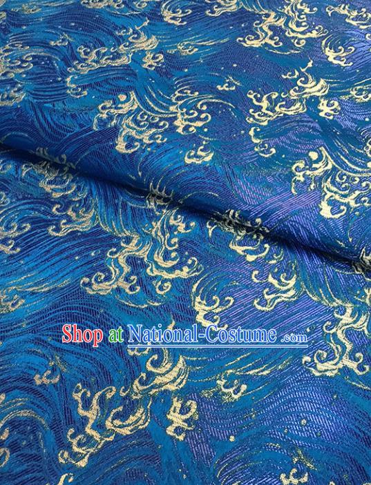 Asian Chinese Traditional Cheongsam Blue Brocade Fabric Silk Fabric Chinese Fabric Material