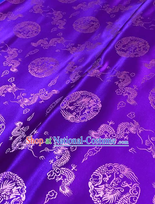 Asian Chinese Traditional Cheongsam Dragon Pattern Purple Brocade Fabric Silk Fabric Chinese Fabric Material