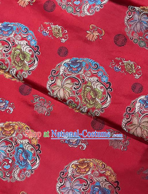 Red Brocade Asian Chinese Traditional Peony Pattern Fabric Silk Fabric Chinese Fabric Material