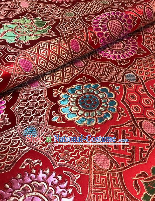 Asian Red Brocade Chinese Traditional Pattern Fabric Silk Fabric Chinese Fabric Material