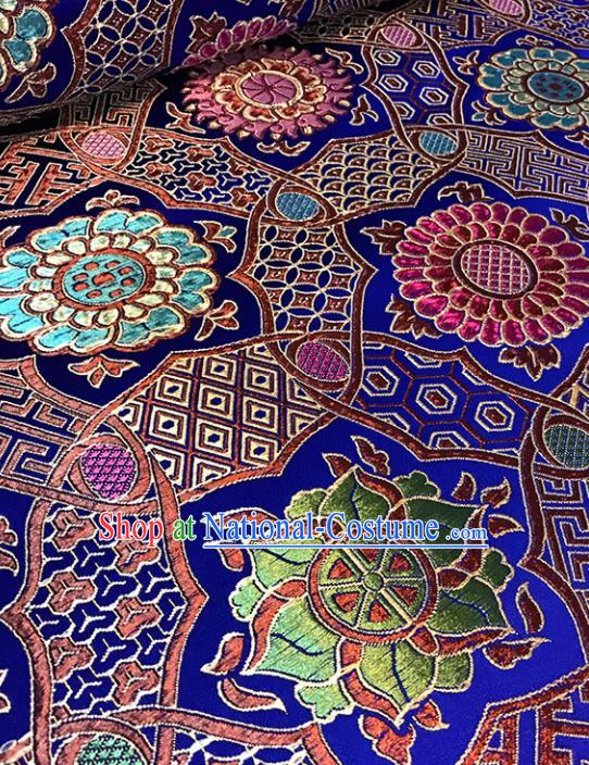 Asian Royalblue Brocade Chinese Traditional Pattern Fabric Silk Fabric Chinese Fabric Material