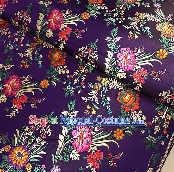 Asian Purple Brocade Chinese Traditional Begonia Pattern Fabric Silk Fabric Chinese Fabric Material