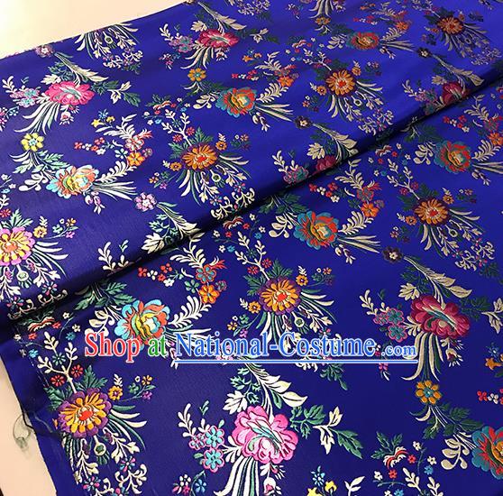 Asian Royalblue Brocade Chinese Traditional Begonia Pattern Fabric Silk Fabric Chinese Fabric Material