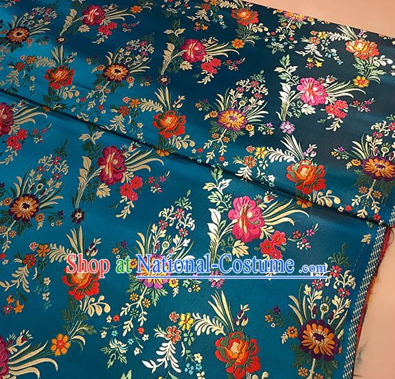 Asian Blue Brocade Chinese Traditional Begonia Pattern Fabric Silk Fabric Chinese Fabric Material