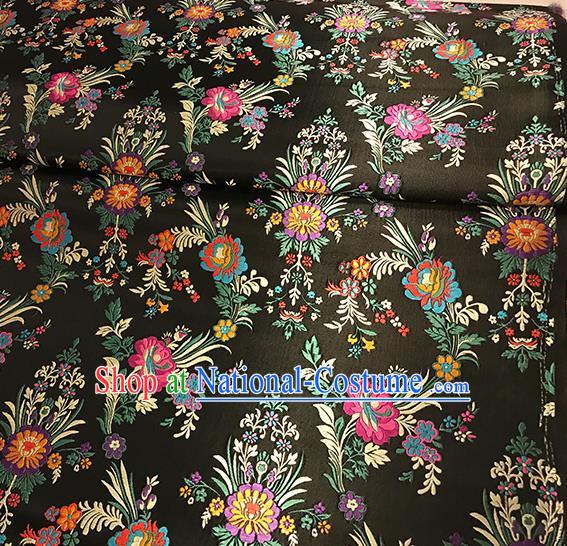 Asian Black Brocade Chinese Traditional Begonia Pattern Fabric Silk Fabric Chinese Fabric Material