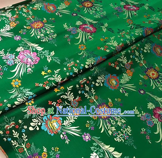 Asian Green Brocade Chinese Traditional Begonia Pattern Fabric Silk Fabric Chinese Fabric Material